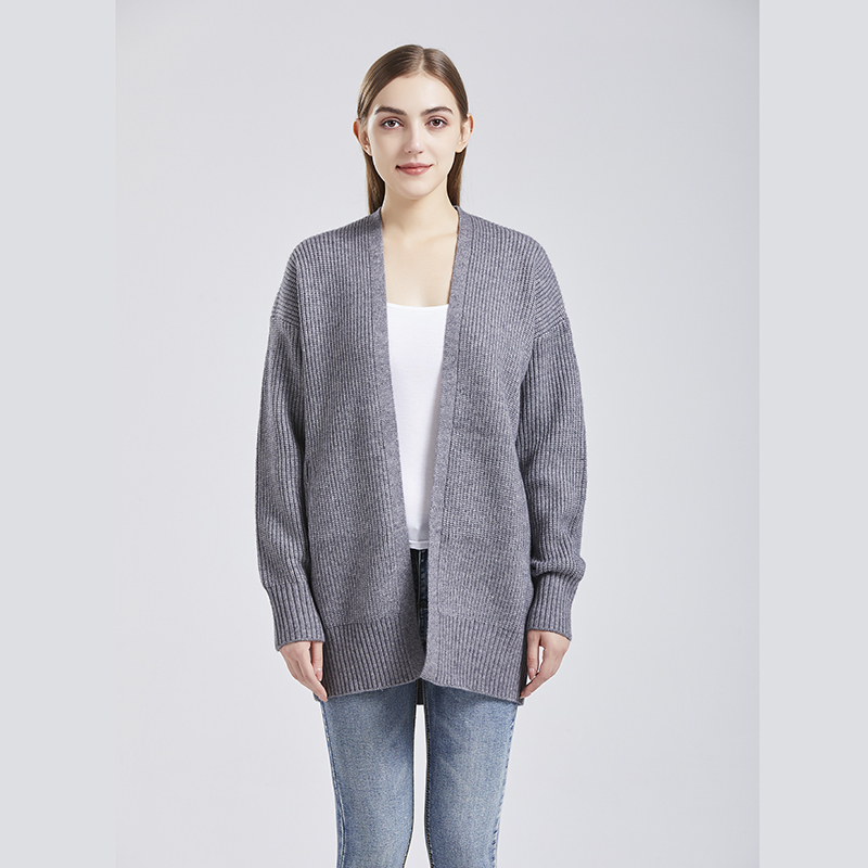pocket design ladies loose top sweater winter cardigan woman sweater