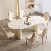 Table à manger de villa nordique moderne de luxe minimaliste pour 6 personnes en pierre frittée blanche, écologique, durable, taille personnalisable pour hôtel