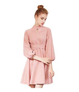 di Scuola Della Ragazza Delle Signore Carino Abiti Manicotto della Lanterna delle Donne Collo Alto <span class=keywords><strong>Rosa</strong></span> <span class=keywords><strong>Mini</strong></span> Vestito Casuale - Product Image 2