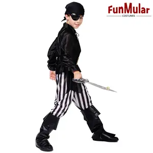 Funmular Garçons Pirate Costume Cosplay Enfants Buccaneer Vêtements Jeu de Rôle Enfant Halloween Fête