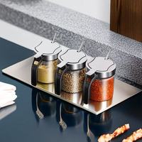 M Dropshipping INest LH-006 Pot à épices minimaliste avec cuillère, boîte à épices en verre scellée anti-humidité, en stock