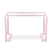 Bureau moderne en acrylique avec dessus en verre trempé, table de vitrine rose transparente et table de bureau pour la maison ou le restaurant