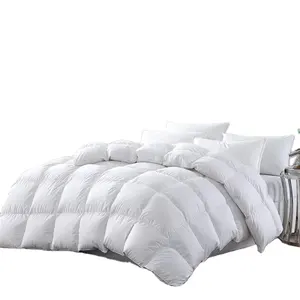 豪华白色棉质羽绒被盖蓬松床上用品套装舒适收纳