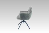 Nouvelle tendance, style nordique, revêtement en tissu bicolore, pieds en métal rembourrés avec rotation à 360° °   Chaise de salle à manger pivotante avec fonction de retour automatique et accoudoirs