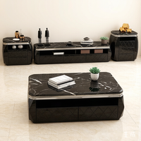 Ensemble de Meubles de Salon Fabricant Miroir Noir Blanc Table Basse Marbre Meuble TV Mobilier Maison Carton Moderne Chine