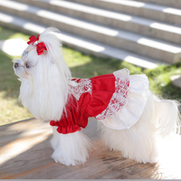 Robe Classique Respirante et Confortable en Polyester Rouge Uni pour Animaux de Compagnie, Vêtements de Princesse pour Chiots et Chats, Toutes Saisons, Fourniture d'Usine
