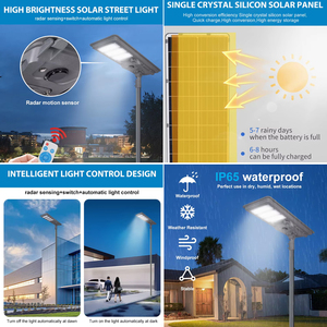 Carcasa de aluminio todo en uno para exteriores IP65 Lámpara de carretera impermeable 200W 300W 400W 500W Farola con energía solar integrada - Product Image 3