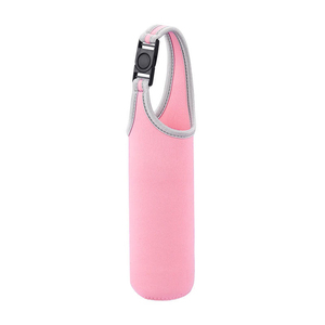 Manchon isotherme en néoprène pour bouteille avec logo personnalisé, poignée à boucle et porte-gobelet pour articles de plein air - Product Image 3