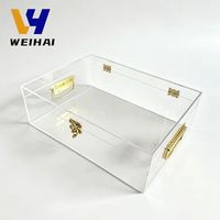Boîte de rangement en acrylique transparent pour Mahjong avec serrure dorée et poignées, vitrine de présentation en acrylique avec loquet personnalisable