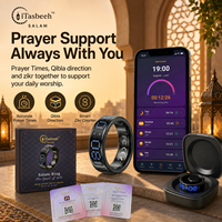 Anillo Religioso Inteligente iTasbeeh Salam con Pantalla LED, Control por Aplicación, Acero Inoxidable, Recordatorio por Vibración, Rastreador de Progreso Diario