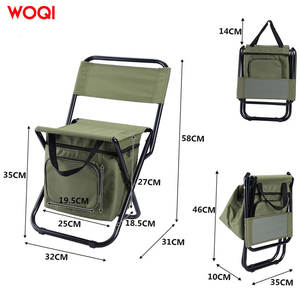 Chaise pliante portable Woqi, vert militaire, tissu Oxford, pour extérieur, jardin, camping, pêche, avec sac isotherme - Product Image 4