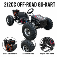 Go Kart de Gasolina de Alta Velocidad de 212cc, Buggy de Carreras Todoterreno para Adultos con Volante, Llantas de 10 Pulgadas, Buggy Monoplaza de 4 Tiempos