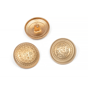 Classic Round Metal Shank <b>Buttons</b> With Embossed Logo Gold Finish Circular Design For Clothing - Product Image 2
