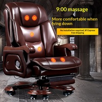 Fauteuil de bureau exécutif en cuir avec massage, ergonomique, dossier haut, inclinable et pivotant pour bureau à domicile, vente en gros