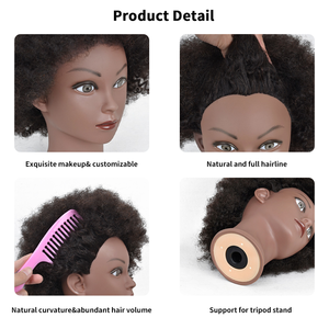 Tête de mannequin <span class=keywords><strong>afro</strong></span> premium pour peaux foncées avec base, idéale pour l'affichage en salon de coiffure et la présentation visuelle en magasin de perruques - Product Image 5