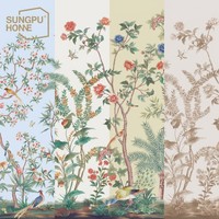 Papier peint de luxe tropical, motif paon, amovible, style chinoiserie, palmiers et fleurs de la jungle, pour villa, chambre et décoration intérieure