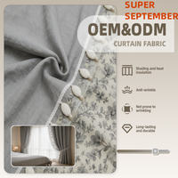 Tissu de rideau gris occultant avec dentelle blanche et franges, anti-plis, anti-poussière, insonorisant, pour chambre et salon, 1200g, 280cm, en rouleau