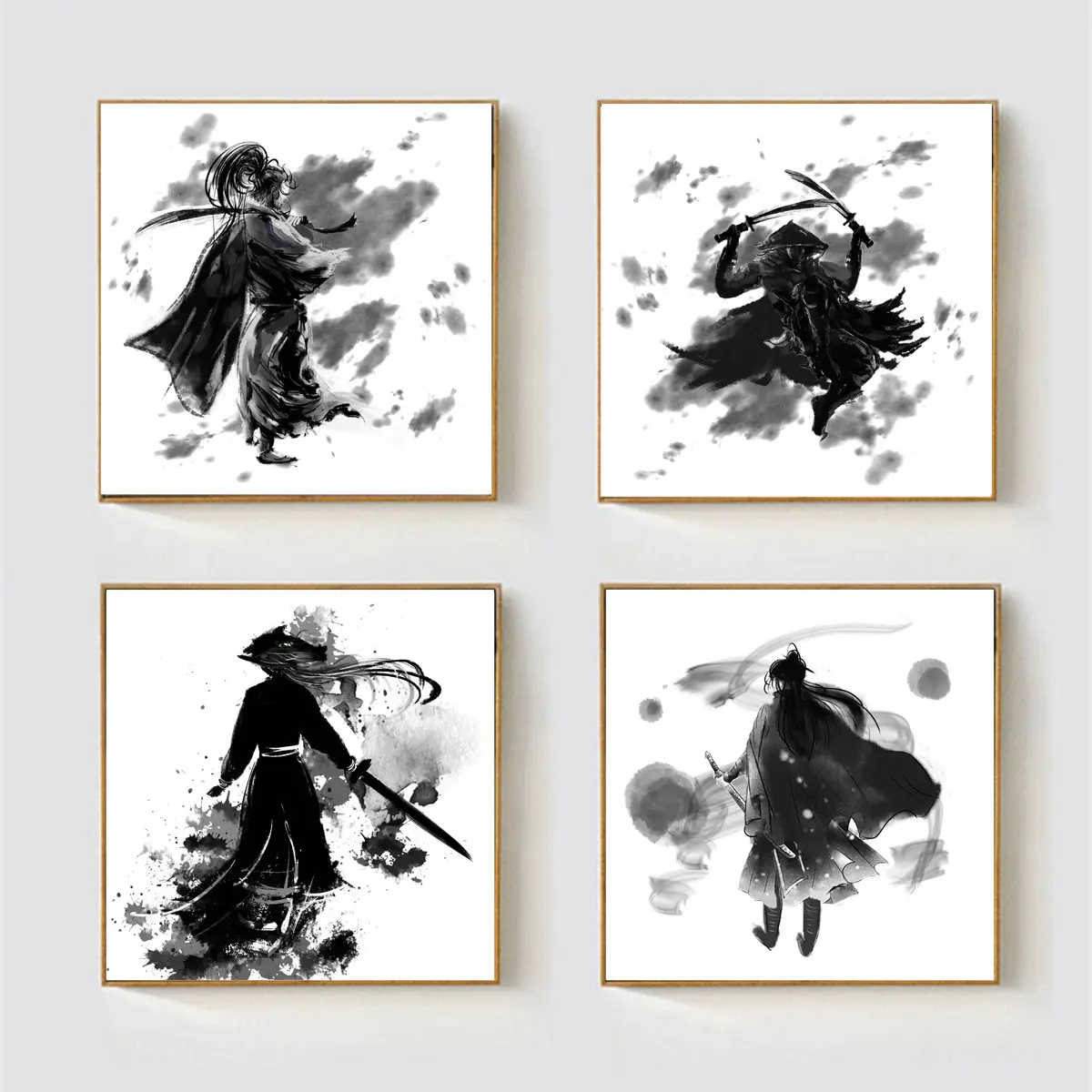 Abstract Ink Painting Swordsman Canvas Poster Wall Picture Room Decor Art Print