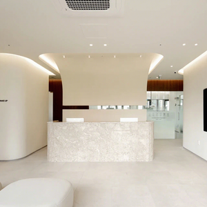 Newstar工場直販 大理石 御影石 ライムストーン バーカウンターテーブル 受付台 美容サロン向け - Product Image 1