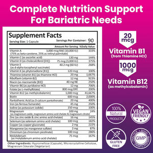 Integratori Multivitaminici Bariatrici per Supportare l'Assorbimento Post-Bariatrico e la Salute a Lungo Termine Capsule Multivitaminiche Bariatriche - Product Image 3