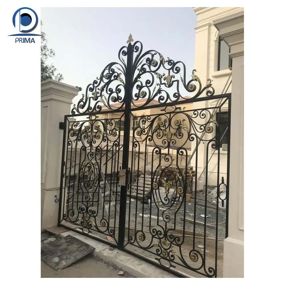 Prima Gate tubo quadrato battuto vialetto di lusso cancello in ferro battuto casa personalizzabile Villa giardino