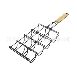 Pinzas Plegables para Maíz, de Acero para Parrilla, con Mango de Madera, Herramienta Multifuncional para Asar al Aire Libre, 52.5x18x5cm - Product Image 1