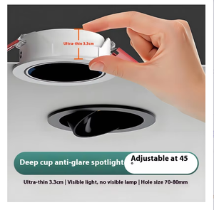 Moderno ángulo ajustable 3,3 <span class=keywords><strong>cm</strong></span> ultrafino LED <span class=keywords><strong>Downlight</strong></span> 5-10 vatios taza profunda lámpara de aluminio antideslumbrante borde estrecho iluminación del hogar - Product Image 3