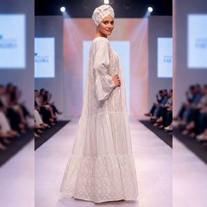 Vestido Dashiki Africano para Mujer, Blanco, de Algodón con Encaje, Bordado Chikankari de Lujo, Manga Larga, Estilo Kaftan Casual, Maxi, Modesto - Product Image 5