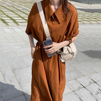 Robe décontractée ample pour femme, col rétro, simple boutonnage, nouvelle collection été 2026, vente en gros pour boutiques