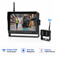Système de caméra sans fil AHD BSD pour chariot élévateur, moniteur 7 pouces 1080P, étanche IP68, avertissement de collision piétonne, véhicules industriels