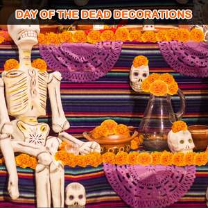 زهور القطيفة الاصطناعية حزمة سائبة المكسيكي البرتقال الحرير ينبع إكليل ليوم الموتى هالوين ديوالي حزب ديكورات المنزل - Product Image 2