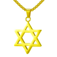 Vente chaude en acier inoxydable titane acier poli creux hexagramme pendentif collier Simple accessoire à la mode pour hommes femmes