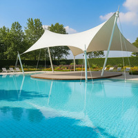 Tente de couverture de piscine extérieure sur mesure en PVDF à grande portée, auvent pare-soleil, structure de tente à membrane tendue pour parc et villa