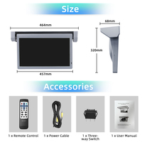 Écran de divertissement Android ViewTech 15,6 pouces, écran de voiture motorisé rabattable, écran de toit de voiture SD USB HDMl pour fourgonnette, autocar, camping-car