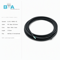Faisceau de câbles 3 conducteurs 18AWG, 7,772 m/25,50 pi, PVC noir, demi-bande, extrémité à découper de 5 mm pour connexion industrielle d'alimentation et de contrôle