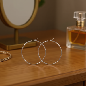 Orecchini a Cerchio Ilan 40mm Colore Argento Confezione da 6 Pezzi - Product Image 2