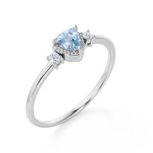 Livraison rapide, bagues minimalistes, bijoux pour femmes, aquamarine brésilienne, bagues en or rose et aquamarine - Product Image 3