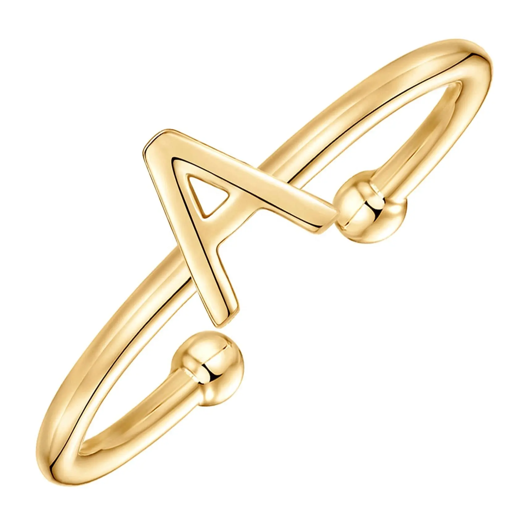 Mode Messing Eerste Verstelbare Ring Vergulde Letter Vrouwen Ringen