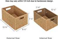 Panier de Rangement avec Poignée Intégrée en Cadre de Fer, Tressé en Corde de Papier Rond, et Paniers de Rangement en Osier Tressé à la Main Rectangulaires