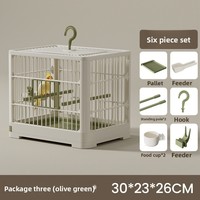 Cages à oiseaux en métal robustes en gros avec plateau en plastique, design moderne de luxe, respirantes, fermeture à bouton-pression, cage portable pour la maison et les voyages
