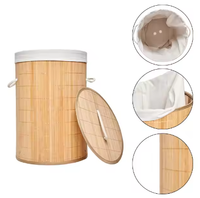Panier à linge pliable en bambou Panier de rangement pour vêtements Panier de rangement en polyester avec poignée