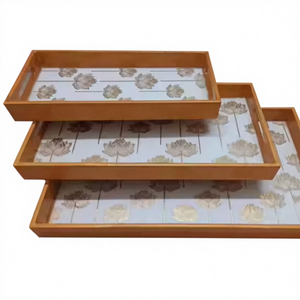 Plateaux de service modernes et personnalisables en bois naturel MDF Acacia de fournisseur indien - Multi-pièces pour la maison, service de repas, taille personnalisée - Product Image 1