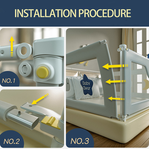 Barrière de lit double pour bébé personnalisable-Matériau Oxford de sécurité double face Rambarde réglable Installation rapide Longueur 120cm Marque Yiluo - Product Image 6