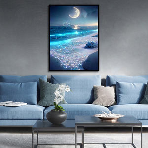 Pittura diamante 5d pittura a diamante <span class=keywords><strong>luna</strong></span> fluorescente spiaggia paesaggio pittura a diamante 30*40cm foto Kit di pittura diamantata personalizzata - Product Image 2