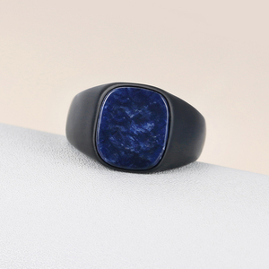 Pietre preziose personalizzate 316 acciaio inossidabile lapislazzuli pietra naturale anelli IP gioielli neri per donna <span class=keywords><strong>uomo</strong></span> <span class=keywords><strong>elegante</strong></span> Finger <span class=keywords><strong>accessori</strong></span> - Product Image 4