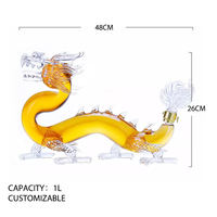 Carafe à vin en verre transparent de luxe classique de haute qualité, 1000 ml, en forme de dragon, fabriquée à la main, logo personnalisé