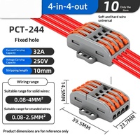 10 connecteurs de fils universels PCT-244 4 entrées/4 sorties de qualité supérieure, 32A 250V, bornier rapide pour projets de câblage électrique