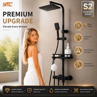 Système de douche thermostatique gris bronze avec affichage numérique de la température, ensemble de pluie 4 fonctions pour hôtels et appartements