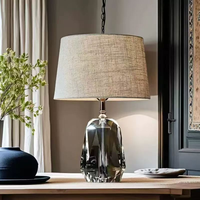 Lámpara de Mesa LED E26 de Cristal K9 de Diseño Americano Minimalista para Decoración de Villas, Lámpara de Escritorio para Mesita de Noche, AC 110-240V, Lámpara de Lectura
