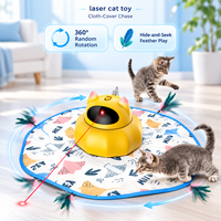 QKEE Grosir Kustom OEM Mainan Laser Kucing Otomatis USB Isi Ulang dengan Bulu Bergerak & Penggoda Permainan Sembunyikan-Cari untuk Kucing